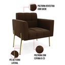 Ver imagem 5 de Poltrona Pé de Ferro Dourado para Sala Kit 2 Elisa Suede Marrom D03 - D'Rossi