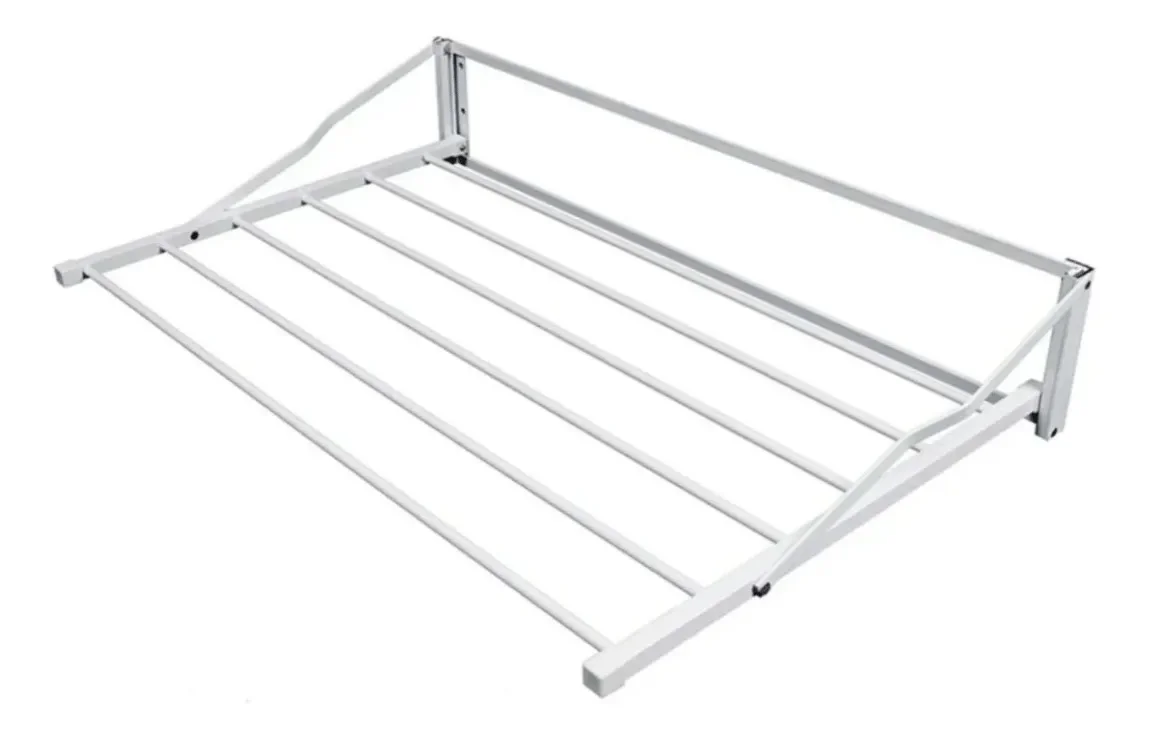 Varal Articulado 33cm x 80cm x 06 Varetas - Em Alumínio Branco - 1