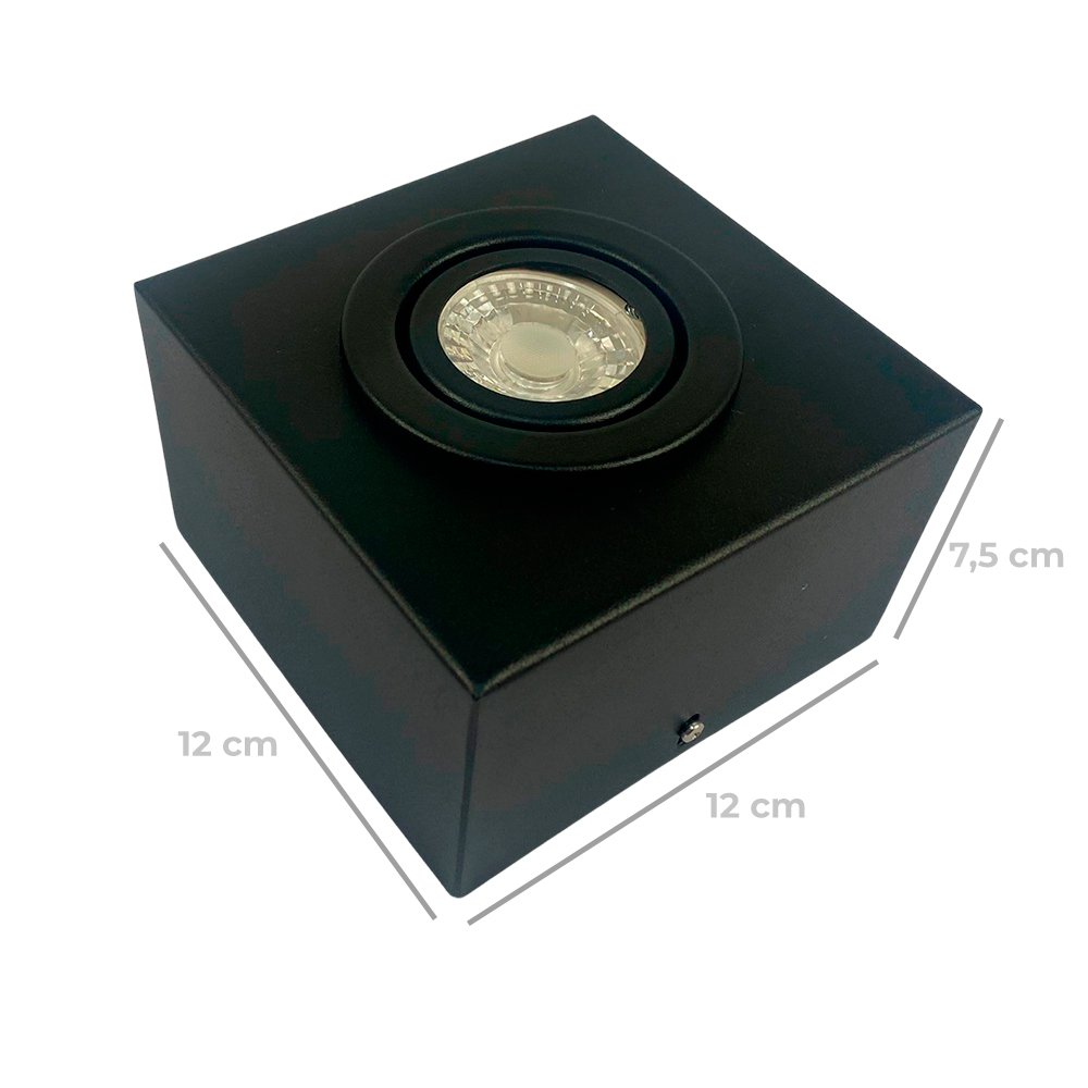 Kit 9 Spot Plafon Sobrepor Box Quadrado Mr16 Preto + Led 7w Branco Frio - 2