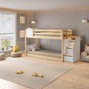 Ver imagem 1 de Beliche Infantil Montessoriana com Escada Lateral com LED New Garden Casatema MadeiraOriginals Marrom/Branco