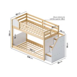 Beliche Infantil Montessoriana com Escada Lateral com Led New Garden Casatema - 3