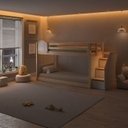 Ver mais imagens de Beliche Infantil Montessoriana com Escada Lateral com LED New Garden Casatema MadeiraOriginals Marrom/Branco