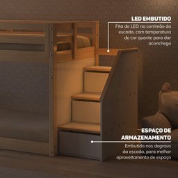 Beliche Infantil Montessoriana com Escada Lateral com Led New Garden Casatema - 6