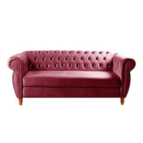 Sofá Nobreza 3 Lugares Cor:suede Bordô 110