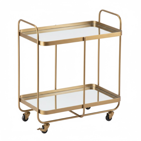 Carrinho de Bebidas Retangular Dourado – Design Decorativo de Luxo para Sala, Chá Bar e Área Gourmet