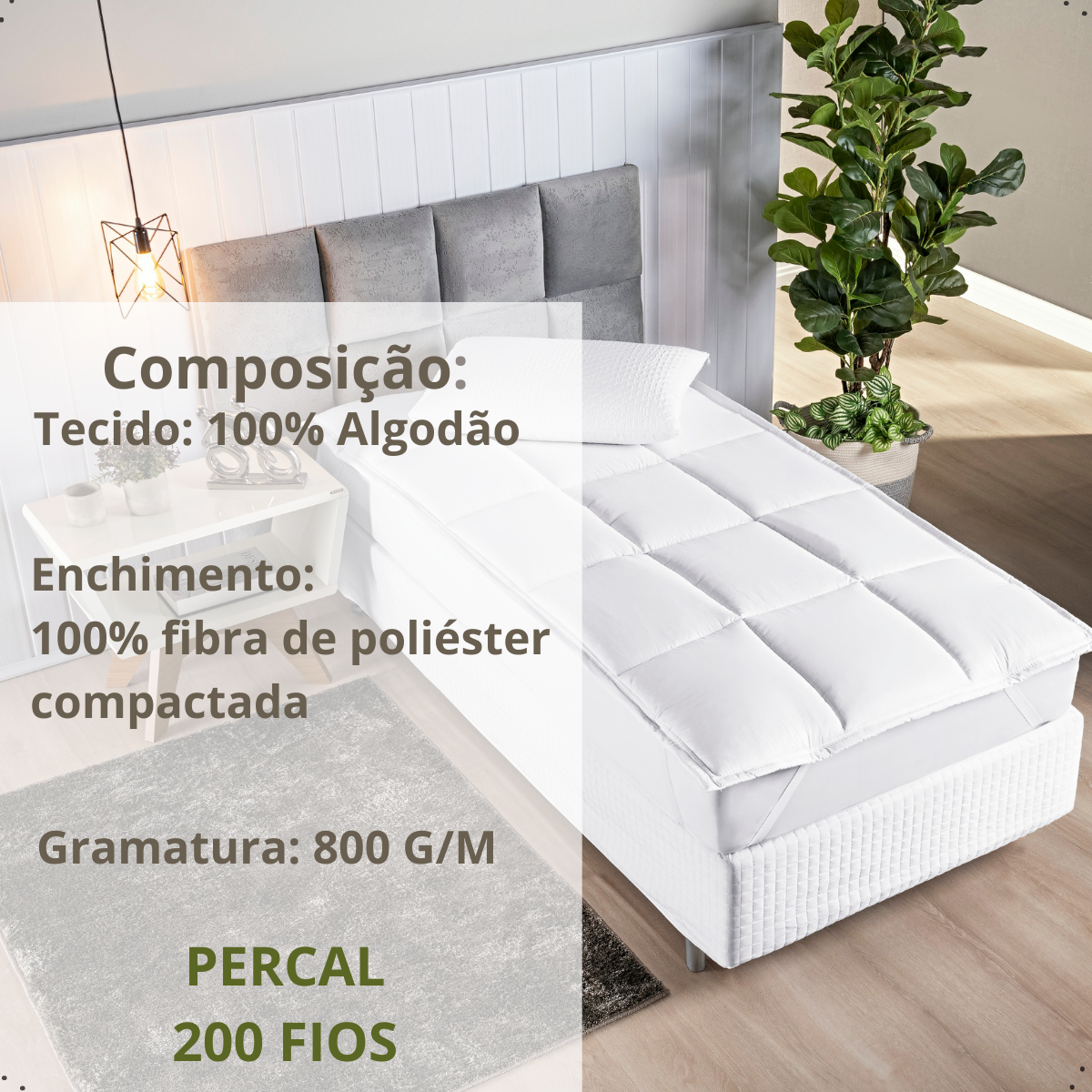 Pillow Top Protetor de Colchão Luxuosa Superficie de Sono Mais Macio Conforto - 4