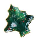 Ver imagem 1 de Travessa de Vidro Arvore de Natal Verde com Borda Dourada
