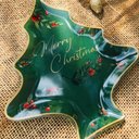 Ver imagem 2 de Travessa de Vidro Arvore de Natal Verde com Borda Dourada