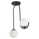 Ver imagem 2 de Luminária Lustre Aro Jabuticaba 2 Globos de Vidro Preto