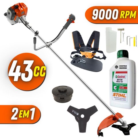 Roçadeira Profissional com Óleo Stihl Rl430acn-tk Tekna 2t 43cc 1,7hp Lâmina e Cabeçote