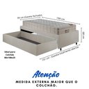 Ver imagem 5 de Base Box Cama Solteiro Sapateira Courino Linho Areia e Colchão Airtech Ortobom 88x188