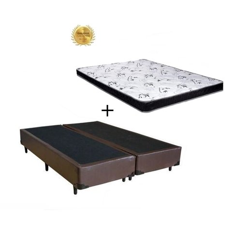 Cama Box Queen Colchão Mola Ensacada Belos Sonhos + Box Sintético 68x158x198:Marrom