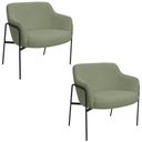 Ver imagem 1 de Kit 02 Poltronas Decorativas Jade Base Aço Preto Bouclé Verde - Nexta Casa