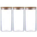 Ver imagem 1 de Kit 3 Potes Herméticos Vidro Tampa Bambu 20 X 10 Cm 1400ml