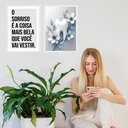 Ver imagem 1 de Kit 2 Quadros Sala de Espera Consultório Dentista 33x24cm - com Vidro:moldura Branca