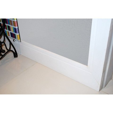 Kit com 3 Barras Rodapé de MDF 10CMX15MMX2.20m Revestido Frisado 6,6m Branco Moldurama