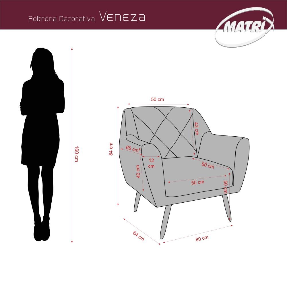 Poltrona Cadeira Decorativa Escritório Veneza Matrix Bege - 5