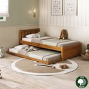 Ver imagem 1 de Bicama de Solteiro com Cama Auxiliar em Madeira Maciça Marrom Talinha Mogno Mel