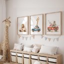 Ver imagem 1 de Kit 3 Quadros Decorativos Infantil - Safari Motorista NO2 - 40x60 - Moldura Madeira