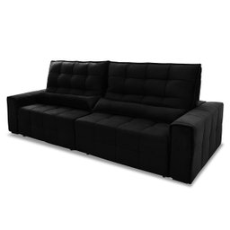 Sofá Retrátil/Reclinável Alaska 2,70m Suede Velut Preto c/ Molas no Assento - King House - 5