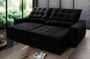 Ver imagem 1 de Sofá Retrátil/Reclinável Alaska 2,70m Suede Velut Preto c/ Molas no Assento - King House