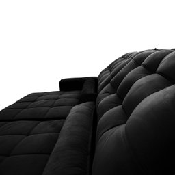 Sofá Retrátil/Reclinável Alaska 2,70m Suede Velut Preto c/ Molas no Assento - King House - 6