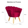 Poltrona Pétala Em Veludo Decorativa Salão Estética Veludo Vermelha - 4