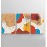 Conjunto com 3 pequenos quadros pequenos minimalistas pintados a mão para decoração de flores - 2