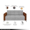 Ver imagem 3 de Sofá Living Decorativo Houston 2 Lugares 200cm Pés em Metal Linho/pu Cinza Escuro/ Marrom G33 - Gran