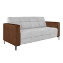 Ver imagem 1 de Sofá Living Decorativo Houston 2 Lugares 200cm Pés em Metal Linho/pu Cinza Escuro/ Marrom G33 - Gran