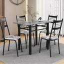 Ver imagem 1 de Conjunto Tubular de Mesa e Cadeiras Palma Preto/Floral Cinza/Ocre