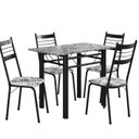 Ver imagem 2 de Conjunto Tubular de Mesa e Cadeiras Palma Preto/Floral Cinza/Ocre