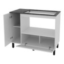 Ver imagem 2 de Balcão Cozinha para Cooktop 5 Bocas e Forno/micro-ondas 99,7cm 2 Portas Multimóveis Cr20500 Mármore Lunar