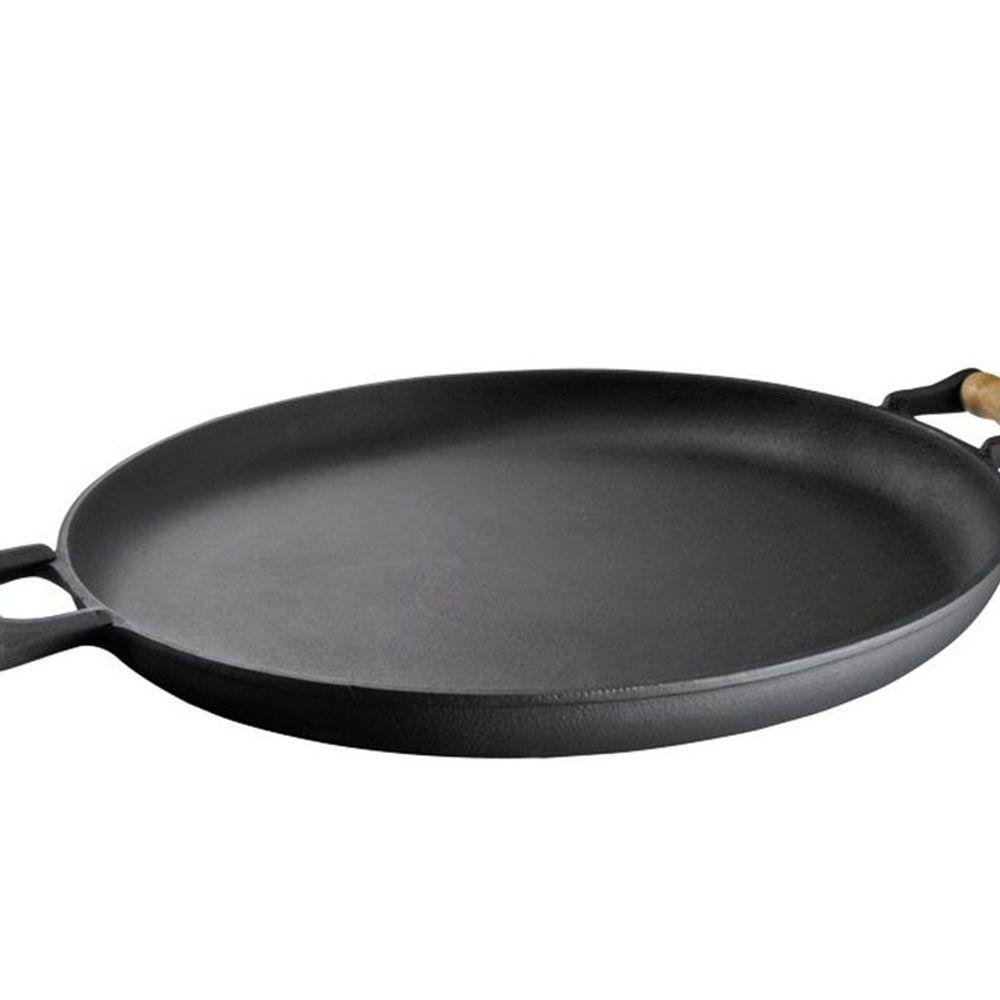 Frigideira Paella Ferro Fundido sem Tampa Alças Madeira 48cm