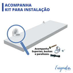 1 Prateleira Branca 50X10 Com Suporte Flutuante Mdf  Organizadora Decoração Cozinha Quarto Banheiro - 5