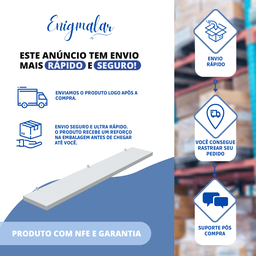 1 Prateleira Branca 50X10 Com Suporte Flutuante Mdf  Organizadora Decoração Cozinha Quarto Banheiro - 3