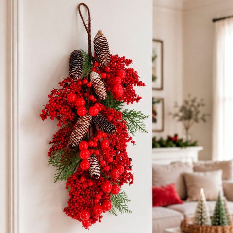 Pendente Natal Enfeite Arranjo Decoração Porta Parede 60cm
