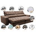 Ver imagem 4 de Sofá Retrátil e Reclinável 2,75m Molas Ensacadas Cama inBox Spazus com Bordado 3D Velusoft Castor