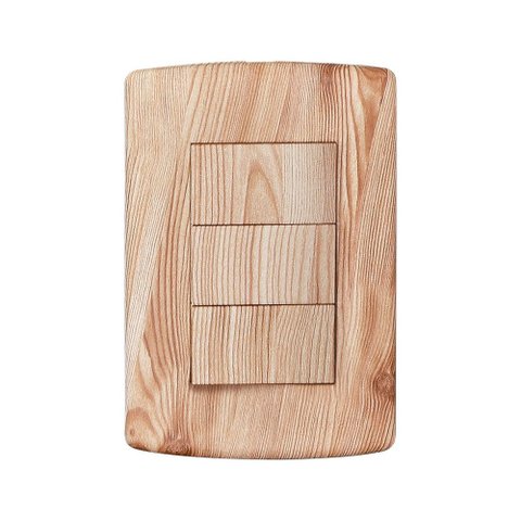 Interruptor 3 Teclas Simples com Placa 4x2 Matiz Pluzie:angelim