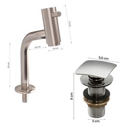 Cuba Sobrepor Lume com Torneira Inox Curva e Válvula Click - 4