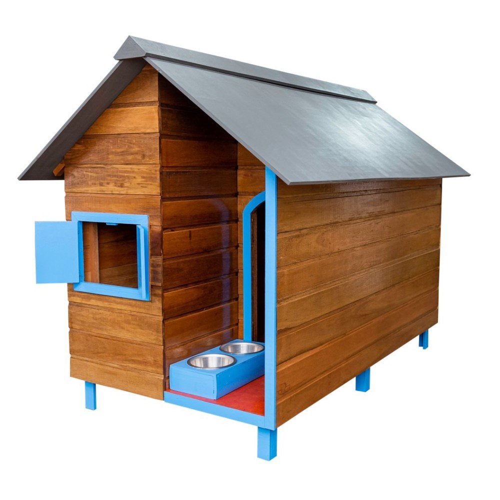 Casinha de Cachorro de Madeira Barth Dog House-Azul-Grande | MadeiraMadeira