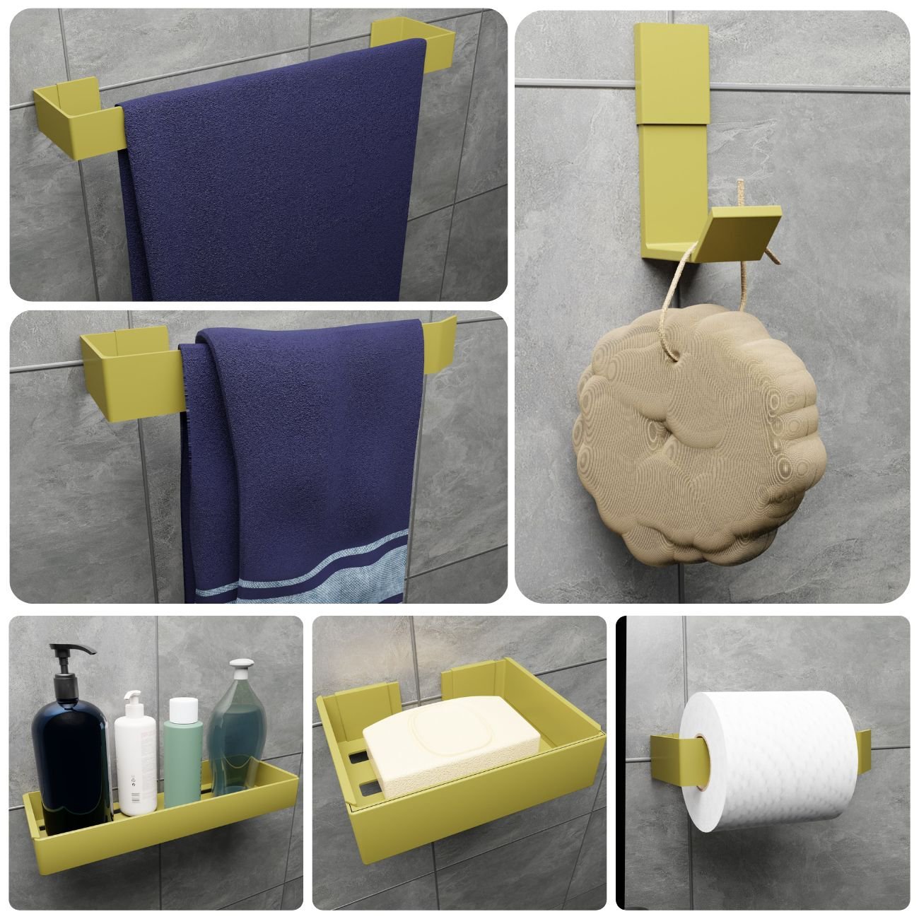 Kit Acessórios Para Banheiro, Lavabo 6 Peças - Gold