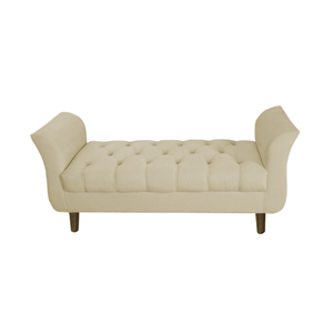 Recamier Estofado Para Hall de Entrada 90 cm Grécia Suede Bege - DL DECOR