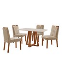 Ver imagem 1 de Conjunto Sala de Jantar Mesa Floripa 120x80cm Off White com 4 Cadeiras Luna Veludo Bege