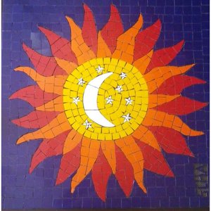 Mosaico para Piscina - Sol em Mosaico Tamanho 80cm