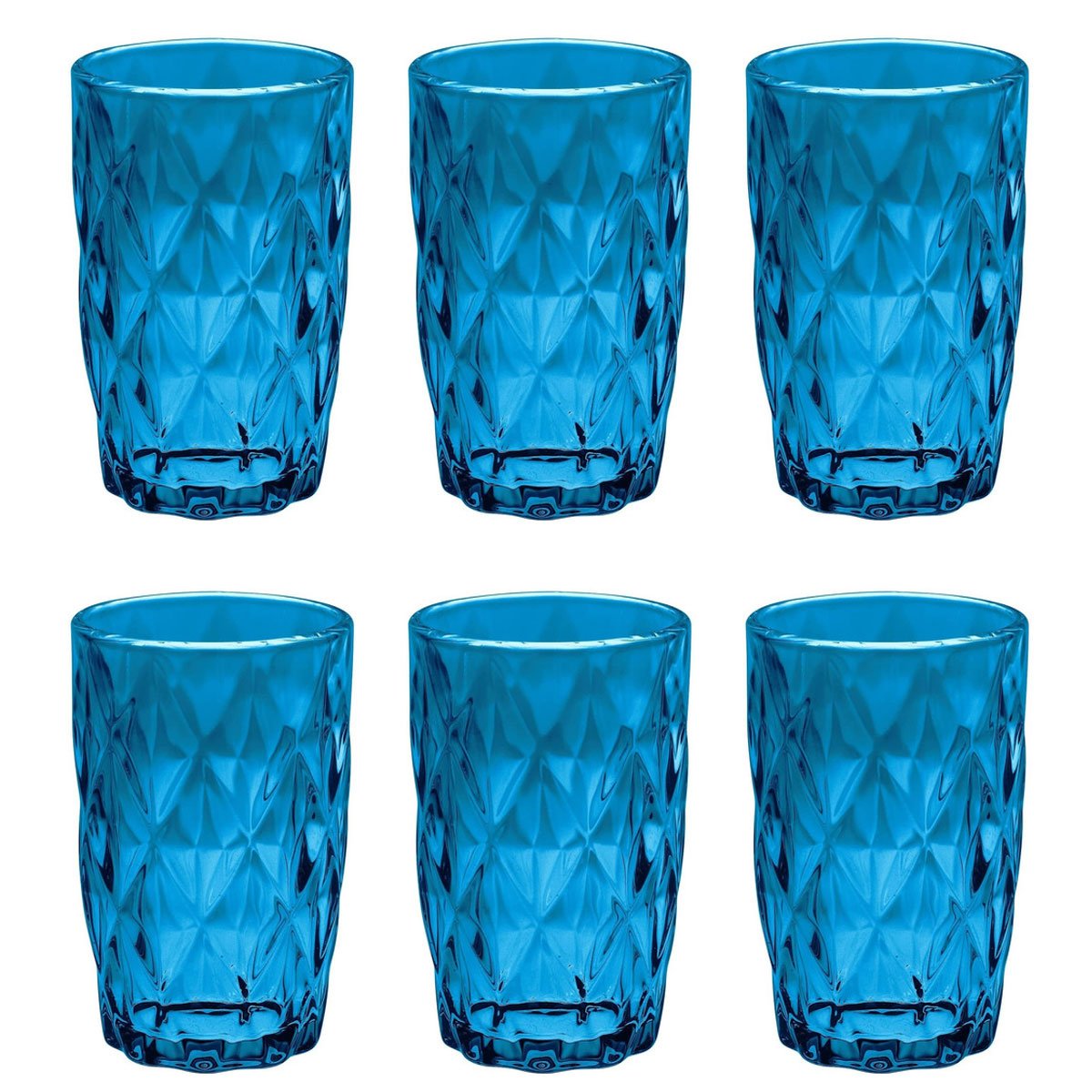Jogo de copos 6 peças 340ml linha Collection em vidro Azul - 1