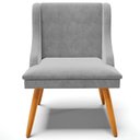 Ver imagem 4 de Kit 2 Poltronas Pés Palito de Madeira Suede Cinza/natural