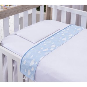 Lençol de Berço para Bebe Menino Azul 3 Peças Algodão Safari Animais:azul Nuvem