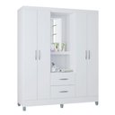 Ver imagem 4 de Guarda Roupa Solteiro Ambiente Cordoba 4 Portas Branco Brilho - Poquema