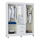 Ver imagem 3 de Guarda Roupa Solteiro Ambiente Cordoba 4 Portas Branco Brilho - Poquema
